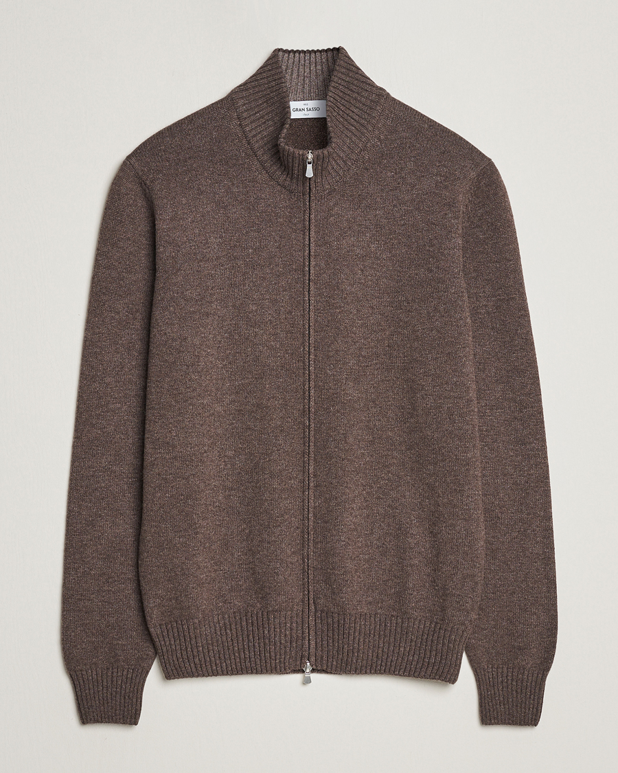 Homme | Pulls Et Tricots | Gran Sasso | Wool/Cashmere Full Zip Brown Melange