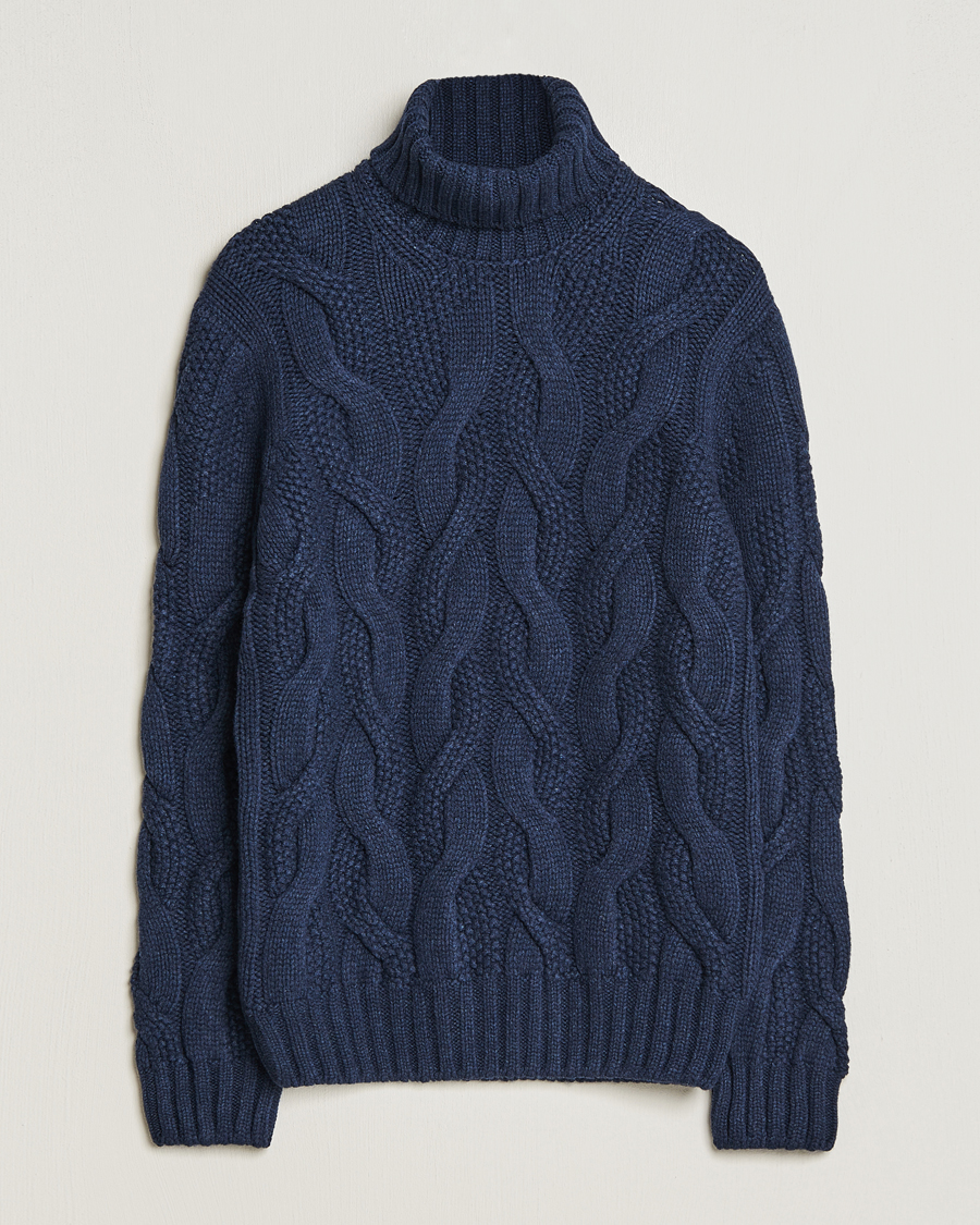 Homme | Pulls Et Tricots | Gran Sasso | Wool/Cashmere Heavy Knitted Structured Polo Navy