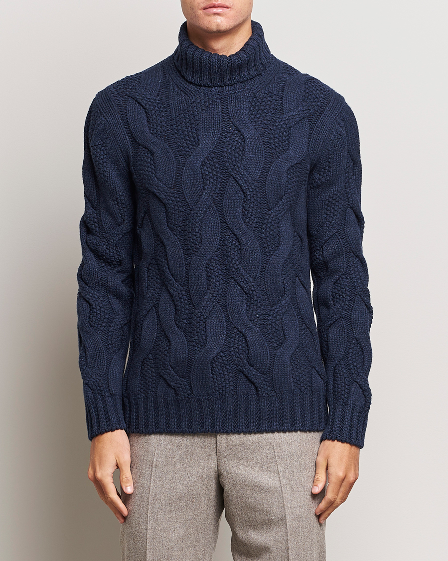 Homme | Pulls Et Tricots | Gran Sasso | Wool/Cashmere Heavy Knitted Structured Polo Navy