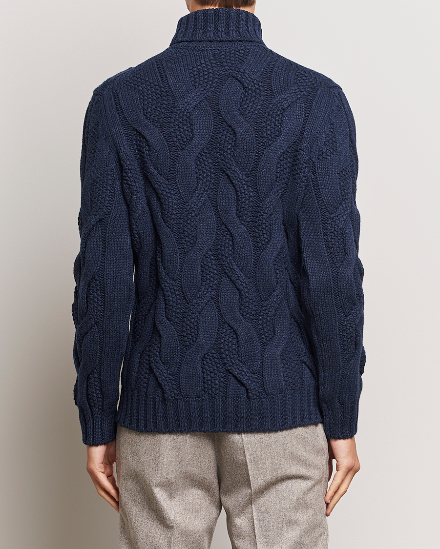 Homme | Pulls Et Tricots | Gran Sasso | Wool/Cashmere Heavy Knitted Structured Polo Navy