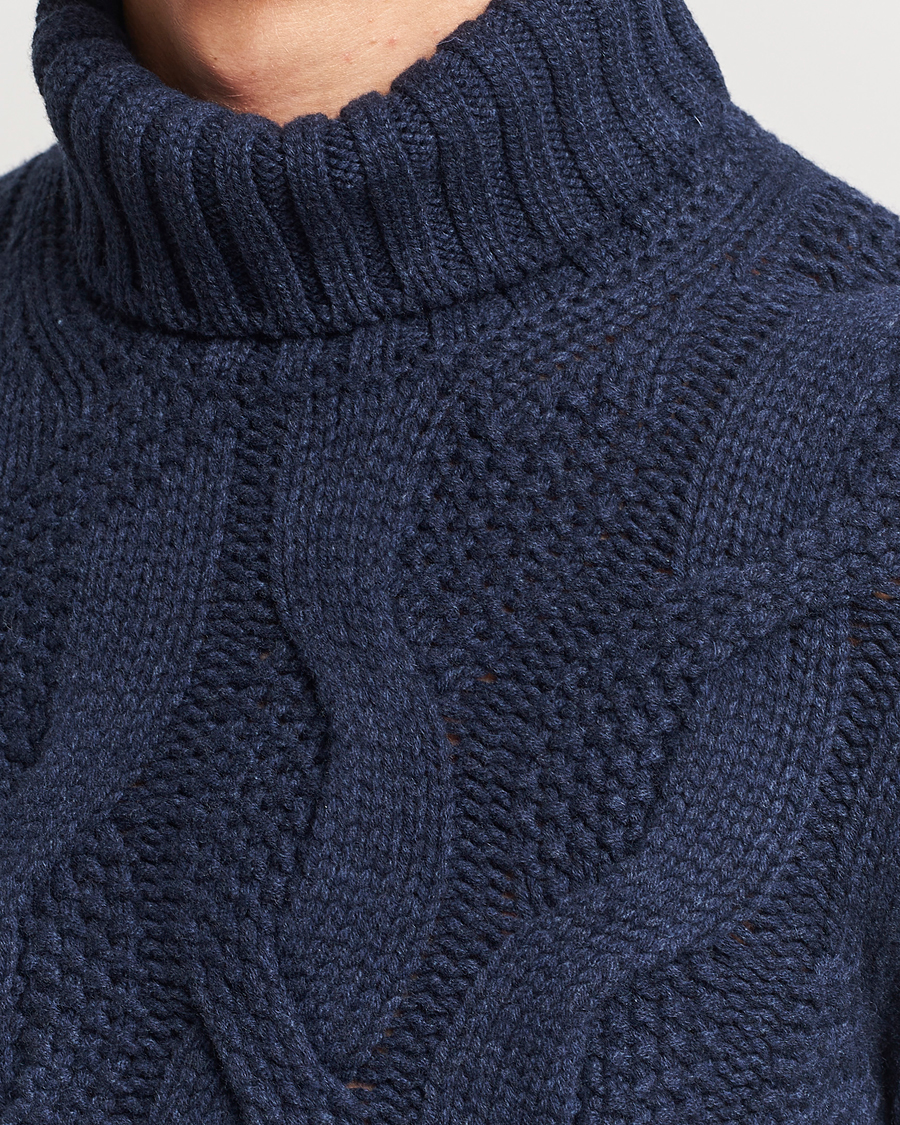 Homme | Pulls Et Tricots | Gran Sasso | Wool/Cashmere Heavy Knitted Structured Polo Navy