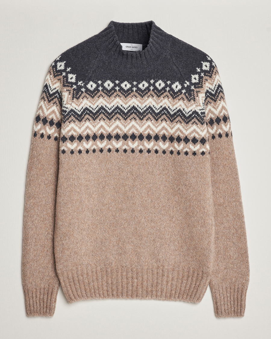 Homme | Pulls Et Tricots | Gran Sasso | Aspen Wool Fairisle Crew Neck Sweater Beige/Grey