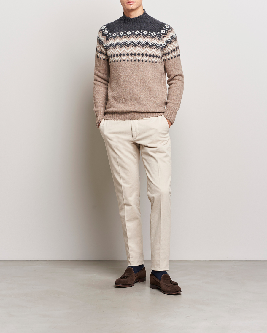 Homme | Pulls Et Tricots | Gran Sasso | Aspen Wool Fairisle Crew Neck Sweater Beige/Grey