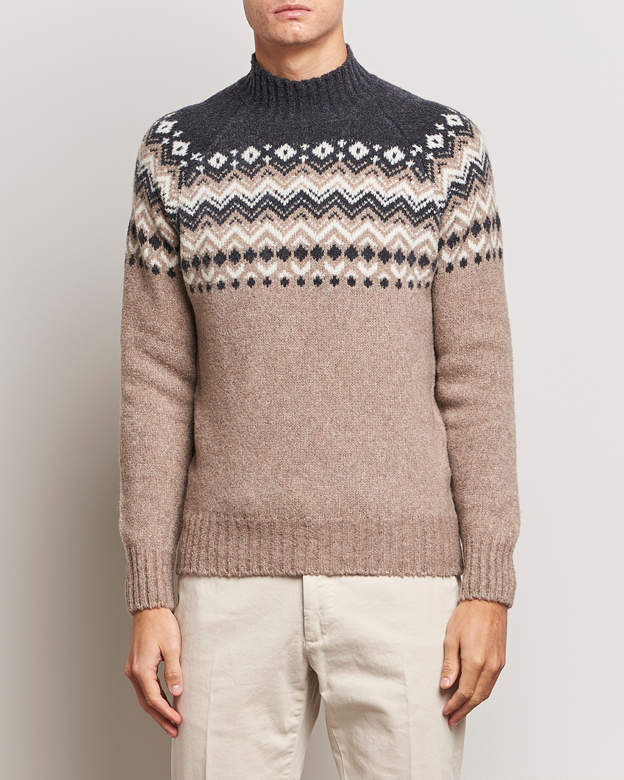 Homme | Pulls Et Tricots | Gran Sasso | Aspen Wool Fairisle Crew Neck Sweater Beige/Grey