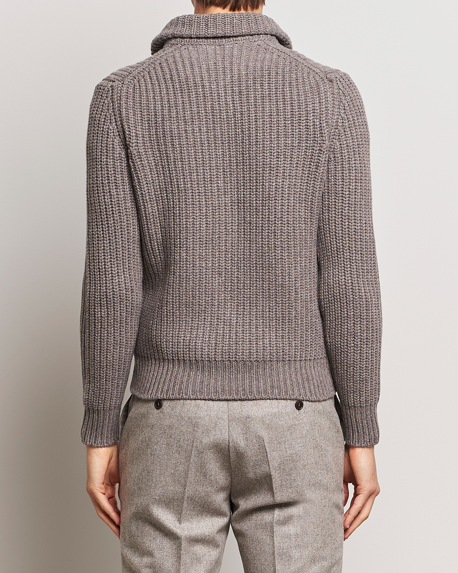 Homme | Pulls Et Tricots | Gran Sasso | Wool/Cashmere Heavy Knitted Full Zip Taupe Melange