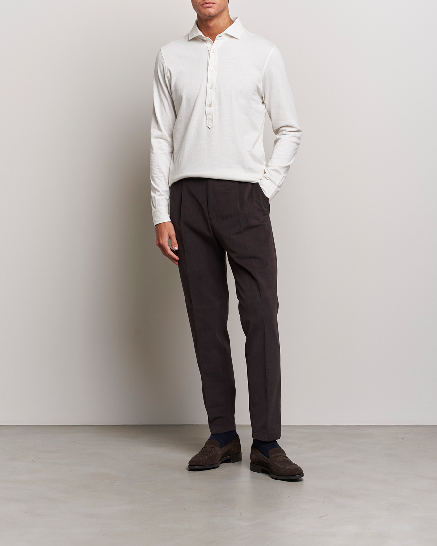 Homme | Chemises | Gran Sasso | Brushed Cotton Popover Shirt Cream