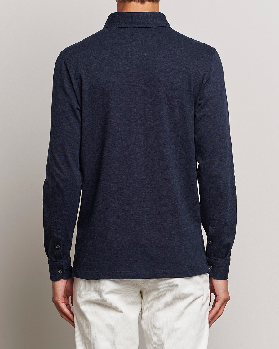 Homme | Chemises | Gran Sasso | Brushed Cotton Popover Shirt Navy Melange