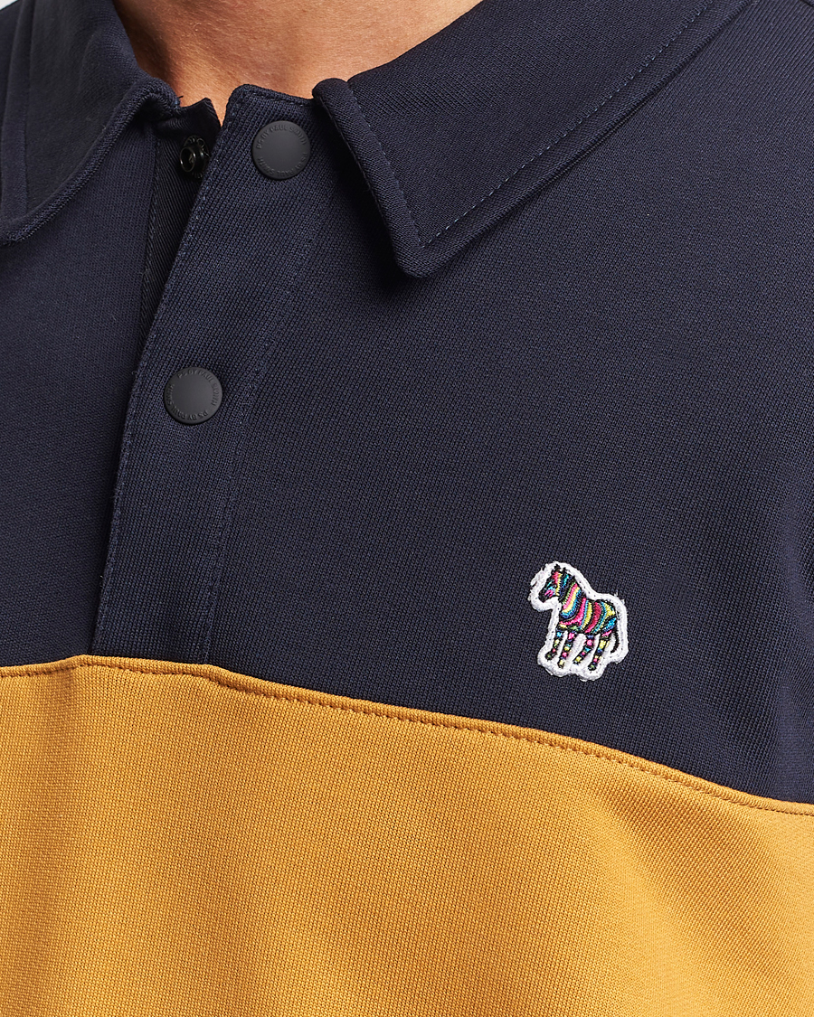 Homme | Pulls Et Tricots | PS Paul Smith | Organic Cotton Zebra Colorblocked Rugger Navy/Yellow