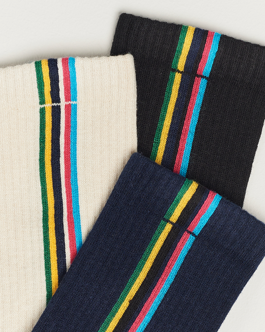 Homme |  | PS Paul Smith | 3-Pack Striped Socks Black/Navy/White