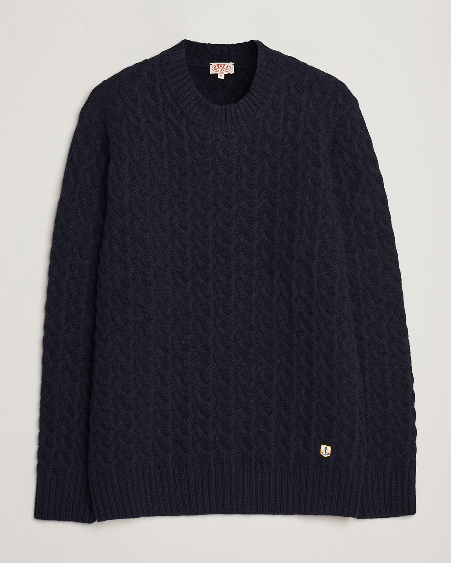 Homme | Pulls Et Tricots | Armor-lux | Pull RDC Wool Structured Knitted Sweater Navy