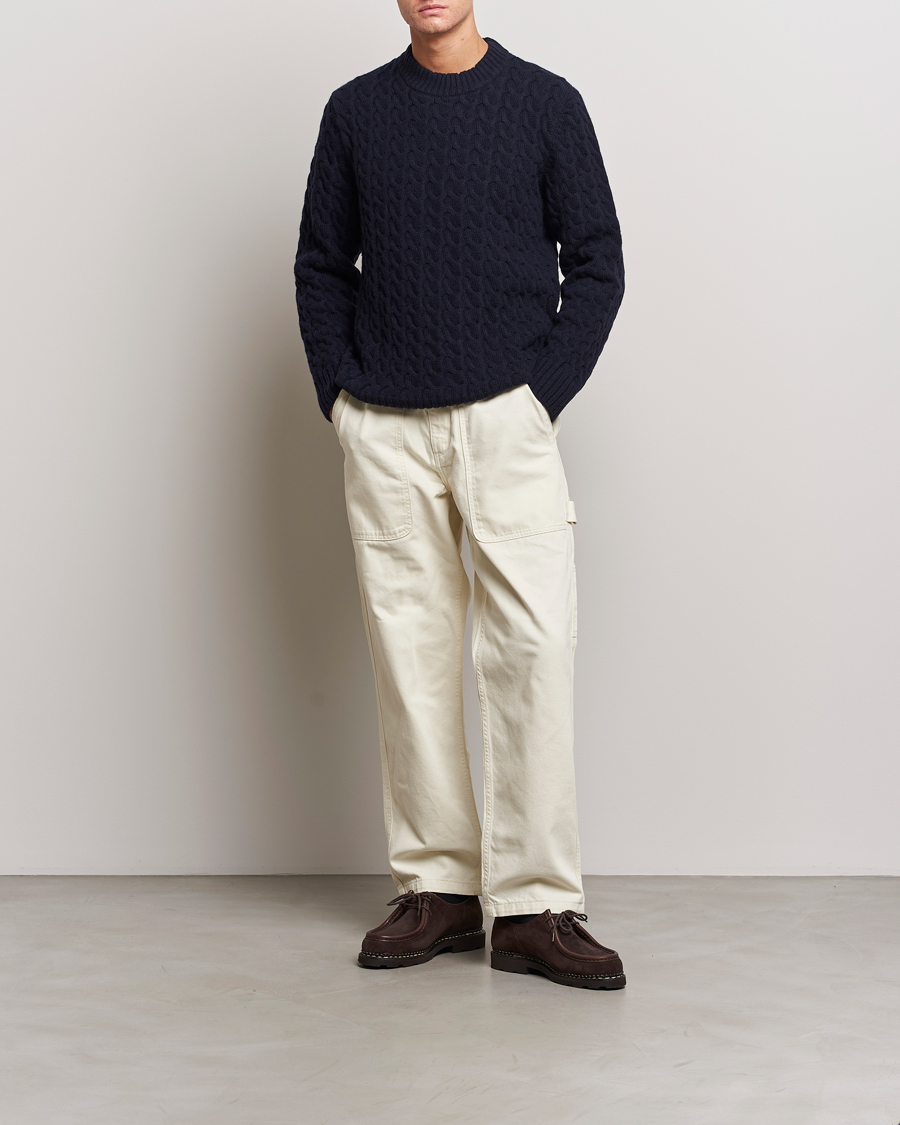 Homme | Pulls Et Tricots | Armor-lux | Pull RDC Wool Structured Knitted Sweater Navy