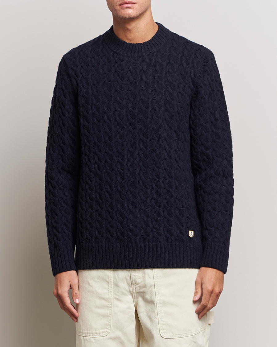 Homme | Soldes | Armor-lux | Pull RDC Wool Structured Knitted Sweater Navy