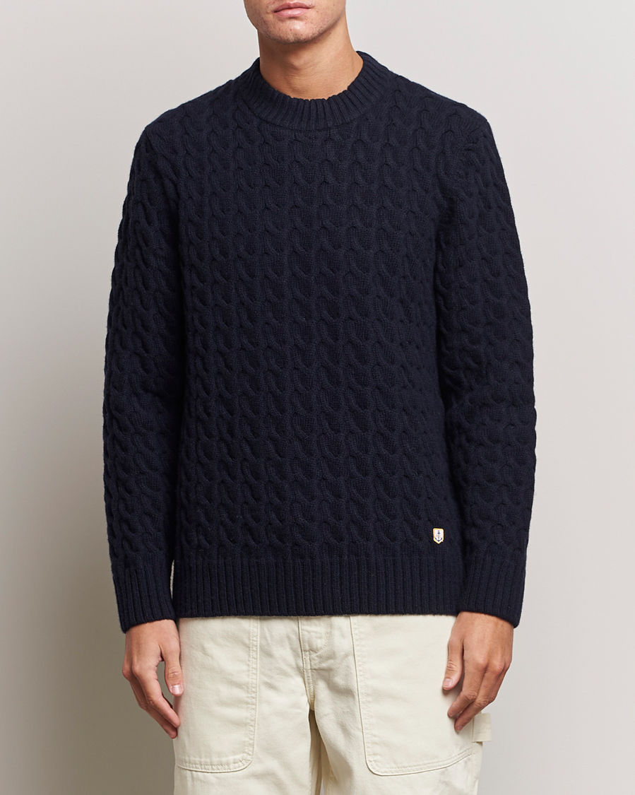 Homme | Pulls Et Tricots | Armor-lux | Pull RDC Wool Structured Knitted Sweater Navy