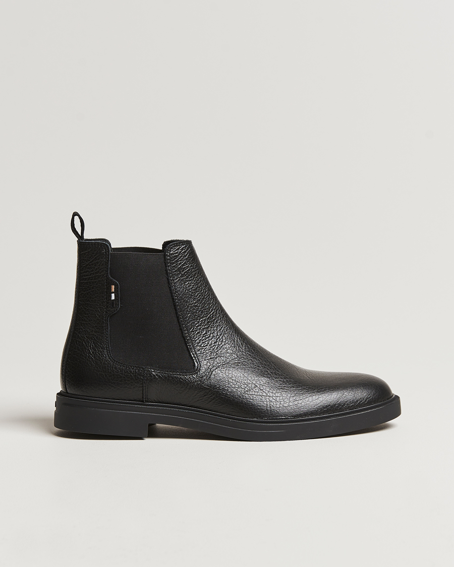 Homme | BOSS BLACK Calev Grained Leather Chelsea Boot Black | BOSS BLACK | Calev Grained Leather Chelsea Boot Black