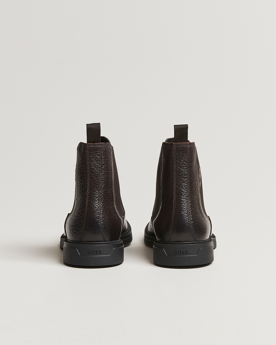 Homme | BOSS BLACK Calev Grained Leather Chelsea Boot Dark Brown | BOSS BLACK | Calev Grained Leather Chelsea Boot Dark Brown