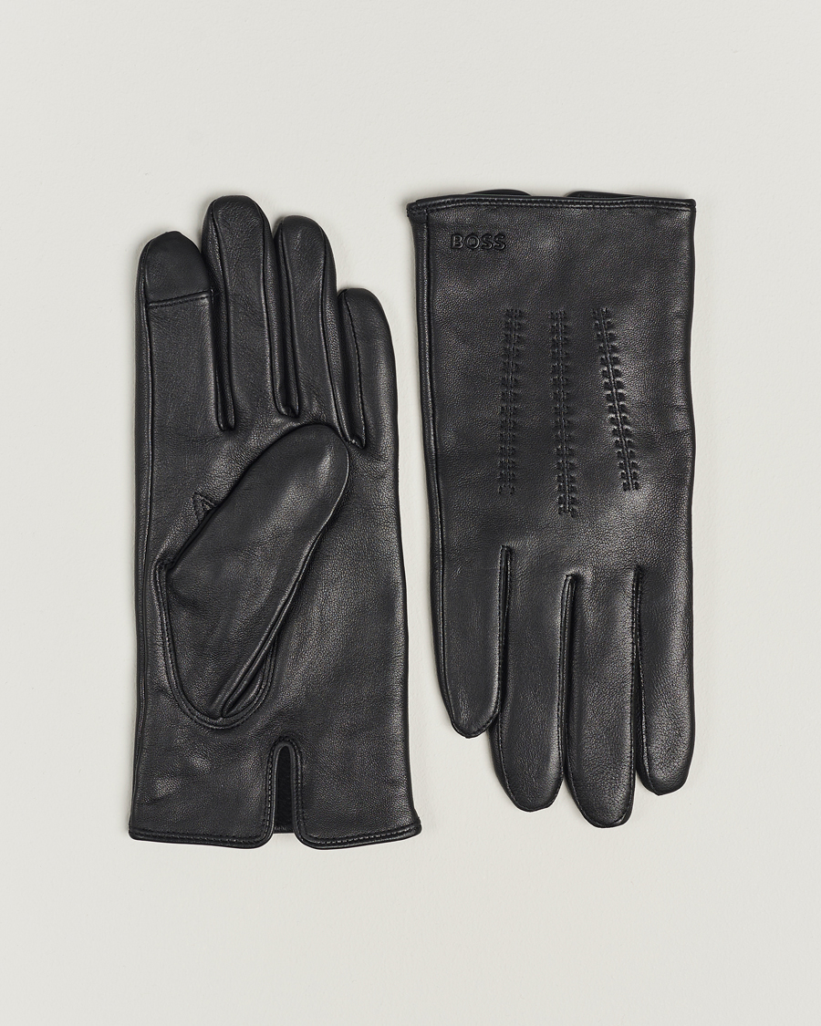 Homme | BOSS BLACK Hainz Leather Gloves Black | BOSS BLACK | Hainz Leather Gloves Black