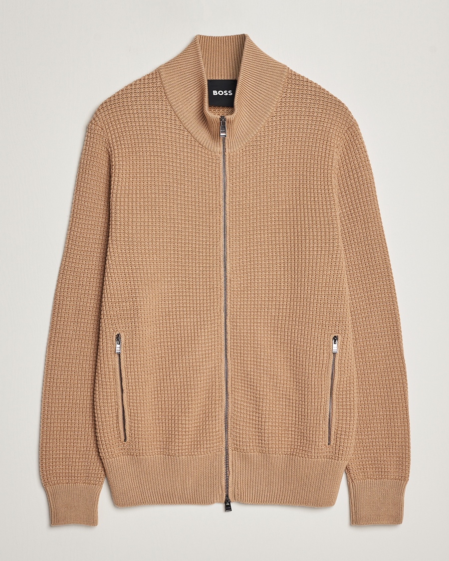 Homme | Pulls Et Tricots | BOSS BLACK | Mabeo Heavy Knitted Full Zip Medium Beige