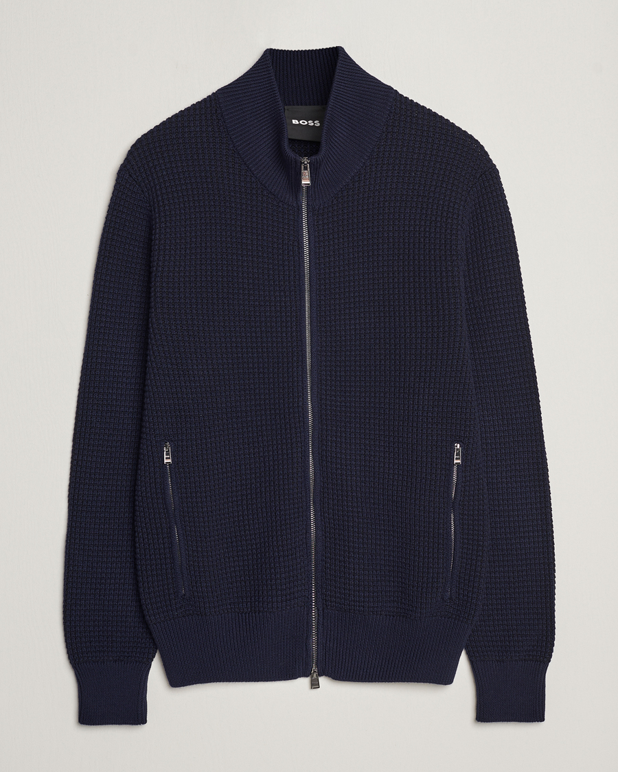 Homme | Pulls Et Tricots | BOSS BLACK | Mabeo Heavy Knitted Full Zip Dark Blue