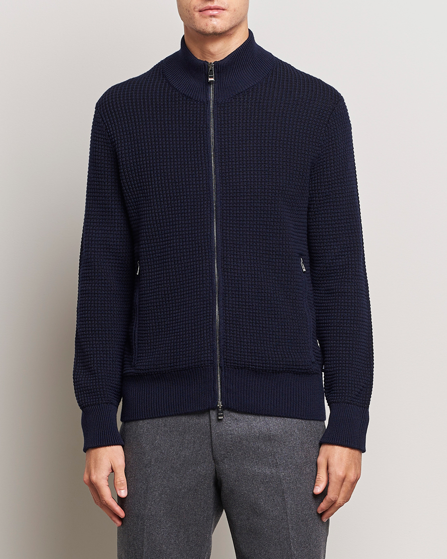 Homme | Pulls Et Tricots | BOSS BLACK | Mabeo Heavy Knitted Full Zip Dark Blue