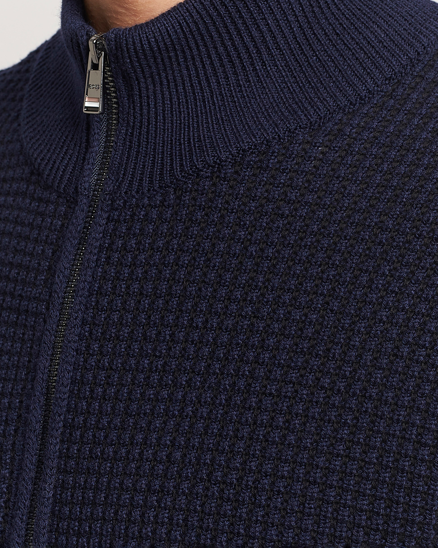 Homme | Pulls Et Tricots | BOSS BLACK | Mabeo Heavy Knitted Full Zip Dark Blue