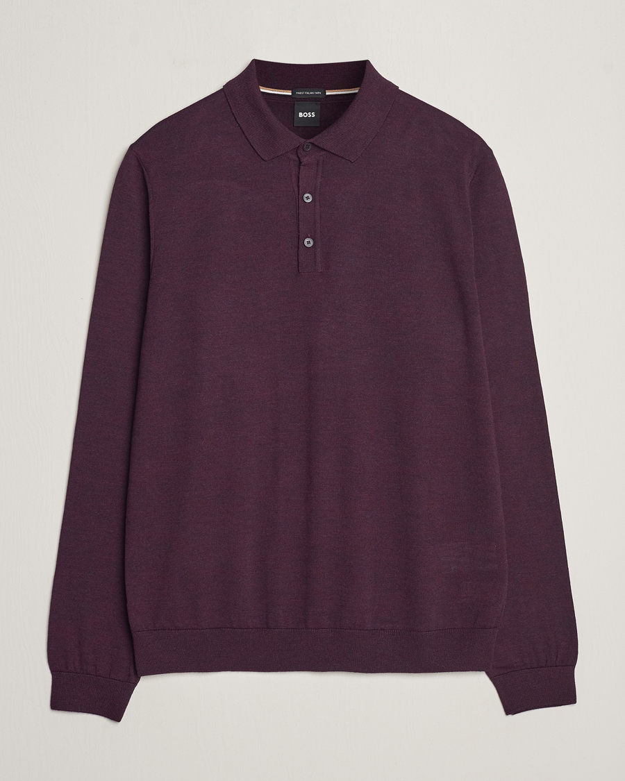 Homme | Pulls Et Tricots | BOSS BLACK | Lancione Merino Knitted Polo Dark Red