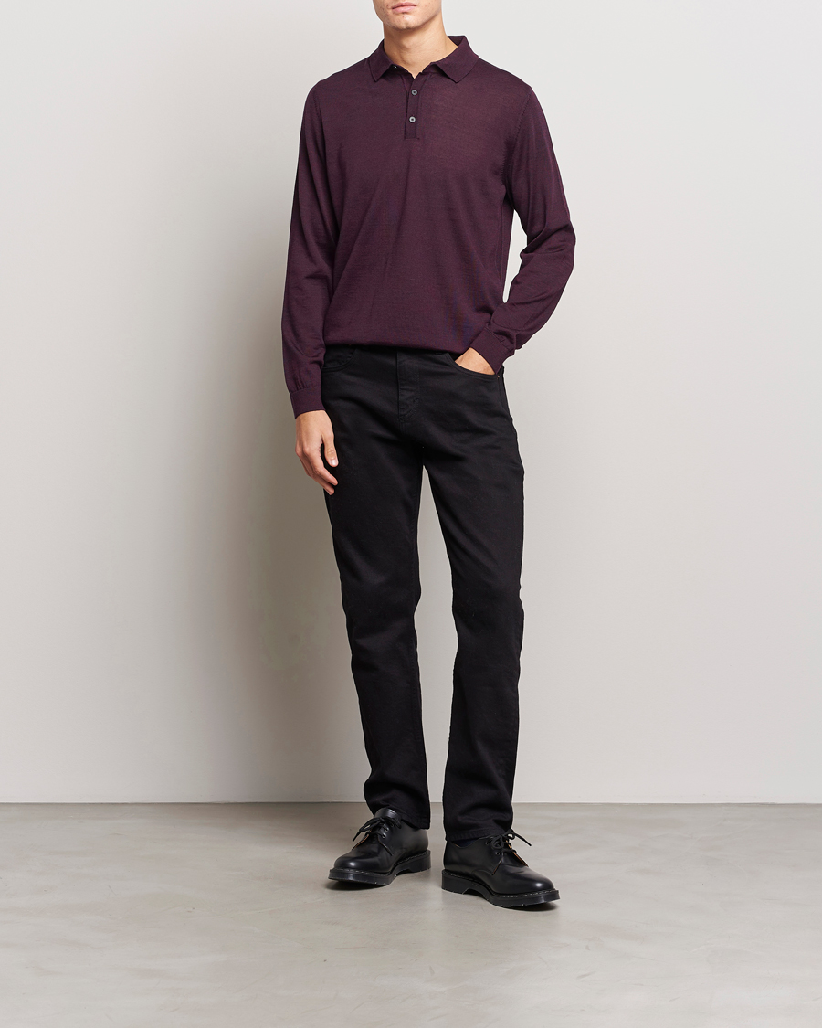 Homme | Pulls Et Tricots | BOSS BLACK | Lancione Merino Knitted Polo Dark Red