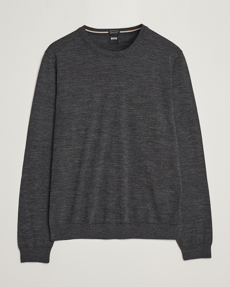 Homme | Pulls Et Tricots | BOSS BLACK | Leno Knitted Sweater Black Melange