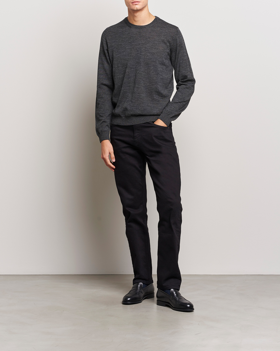 Homme | Pulls Et Tricots | BOSS BLACK | Leno Knitted Sweater Black Melange