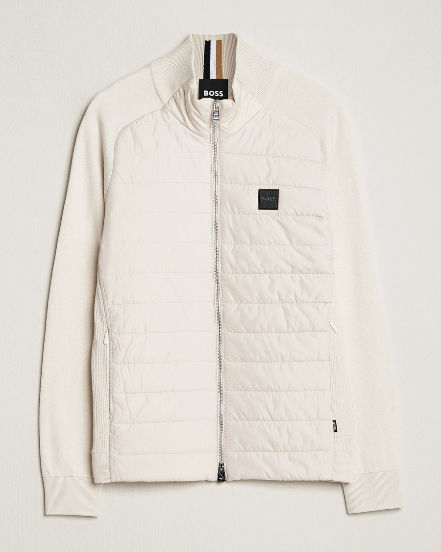 Homme | Pulls Et Tricots | BOSS BLACK | Medesimo Hybrid Full Zip Open White