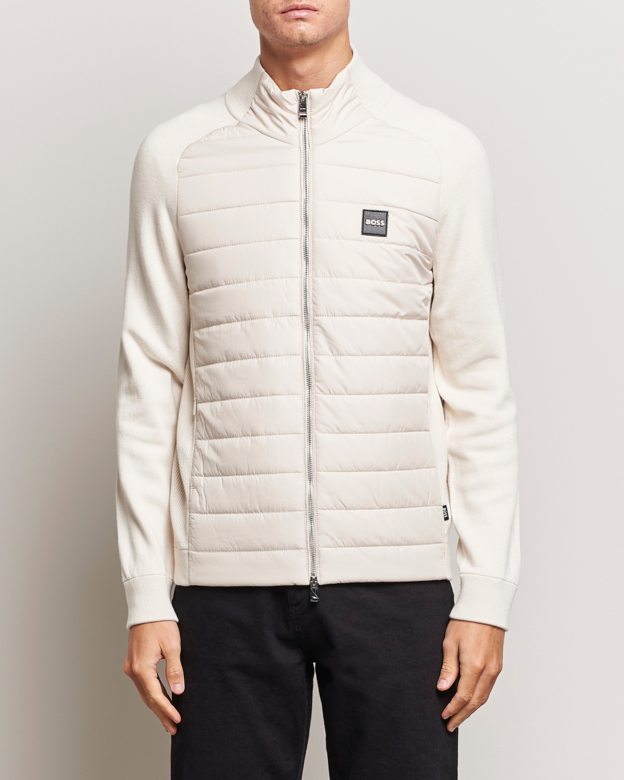 Homme | Pulls Et Tricots | BOSS BLACK | Medesimo Hybrid Full Zip Open White