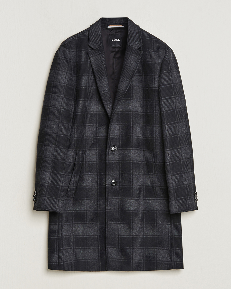 Homme | Manteaux Et Vestes | BOSS BLACK | Hyde Wool Checked Coat Black/Grey