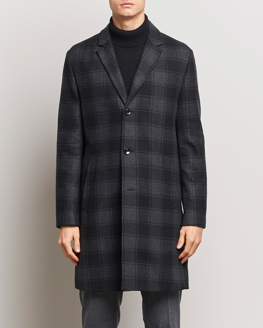 Homme | Manteaux Et Vestes | BOSS BLACK | Hyde Wool Checked Coat Black/Grey