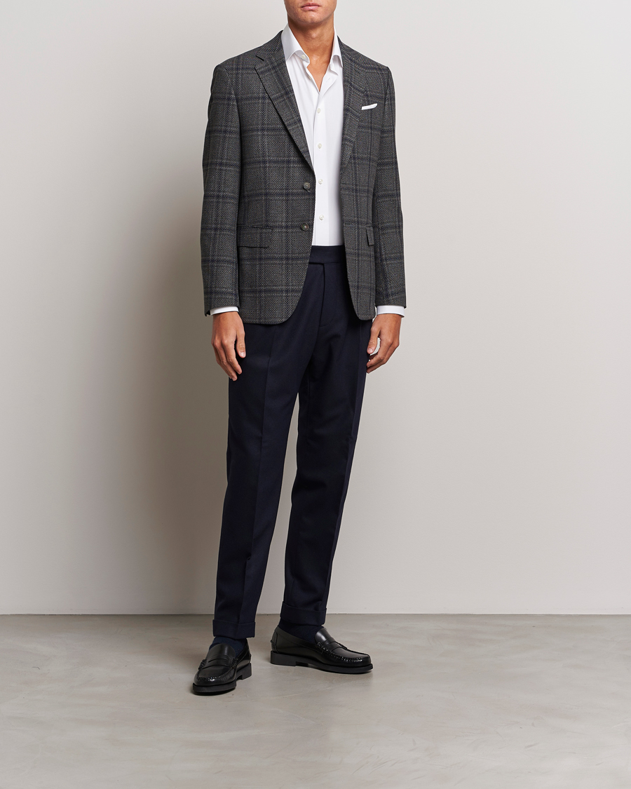 Homme | Blazers | BOSS BLACK | Hutson Checked Wool Blazer Dark Grey