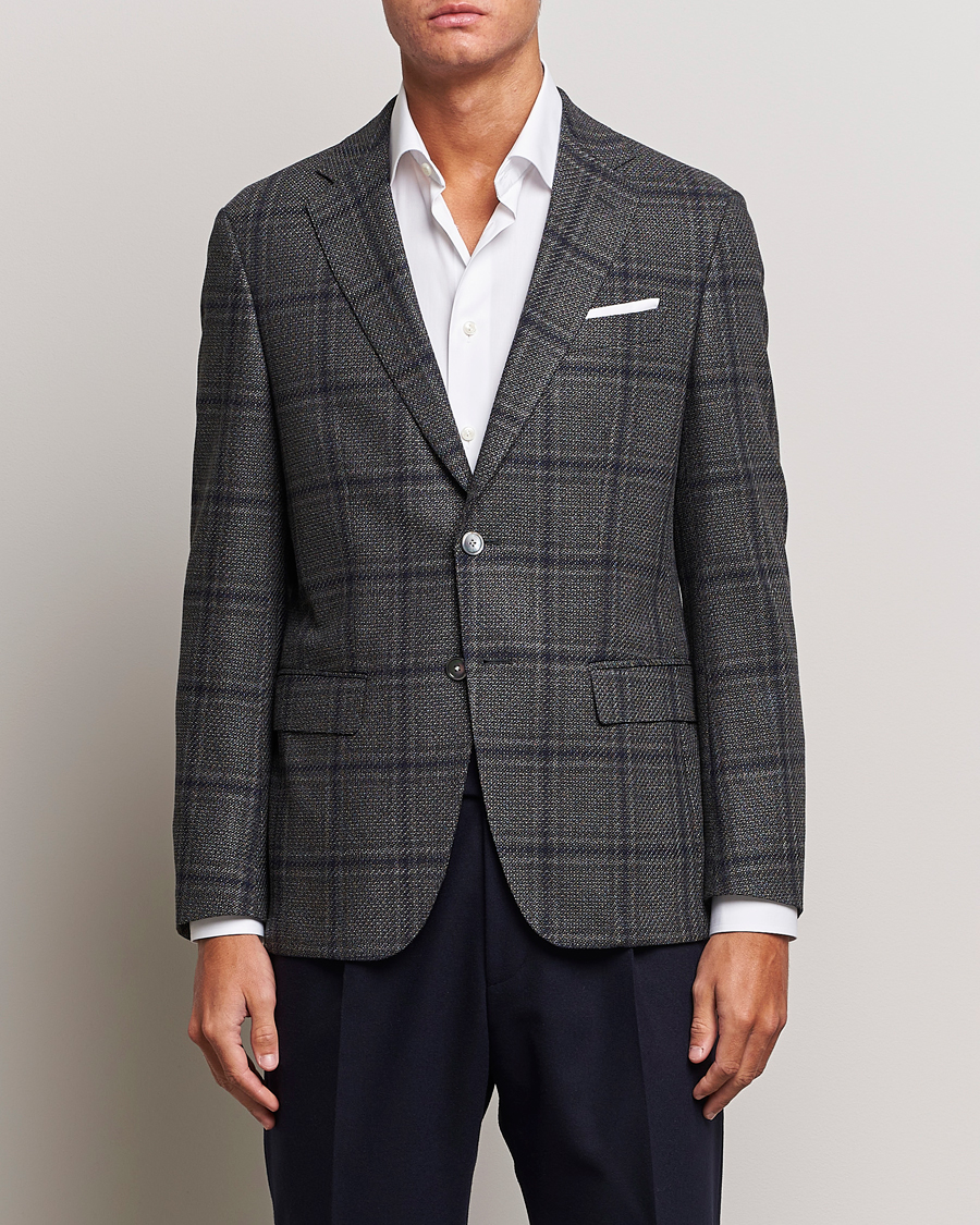 Homme | Blazers | BOSS BLACK | Hutson Checked Wool Blazer Dark Grey