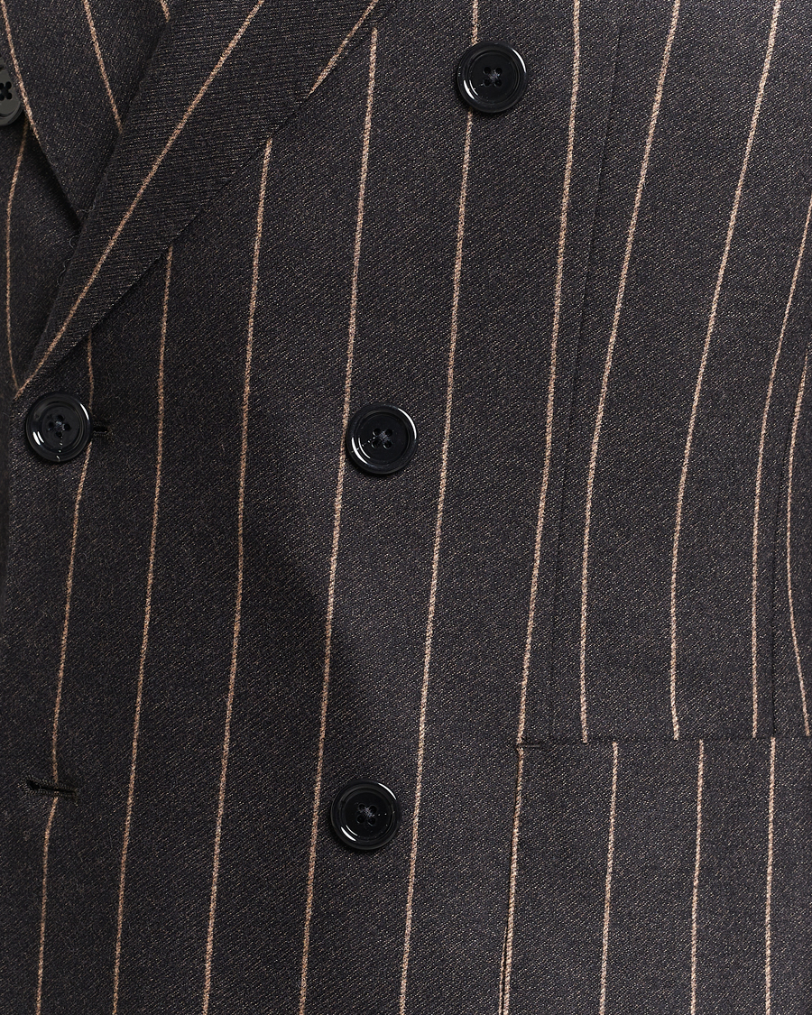 Homme | Costumes | BOSS BLACK | Huge Double Breasted Pinstripe Suit Dark Brown