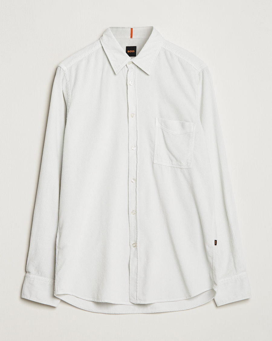 Homme | Chemises | BOSS ORANGE | Relegant Corduroy Shirt Light Grey