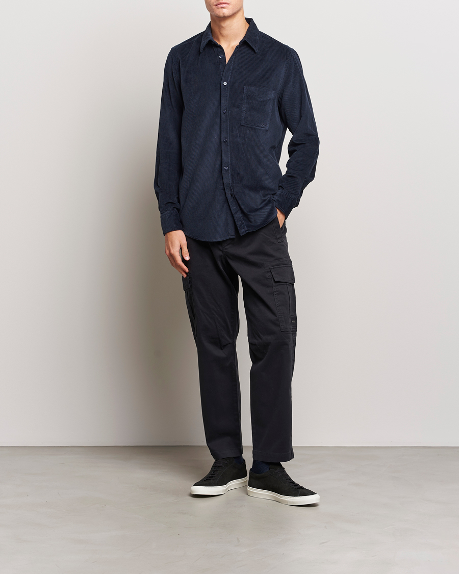 Homme | Chemises | BOSS ORANGE | Relegant Corduroy Shirt Dark Blue