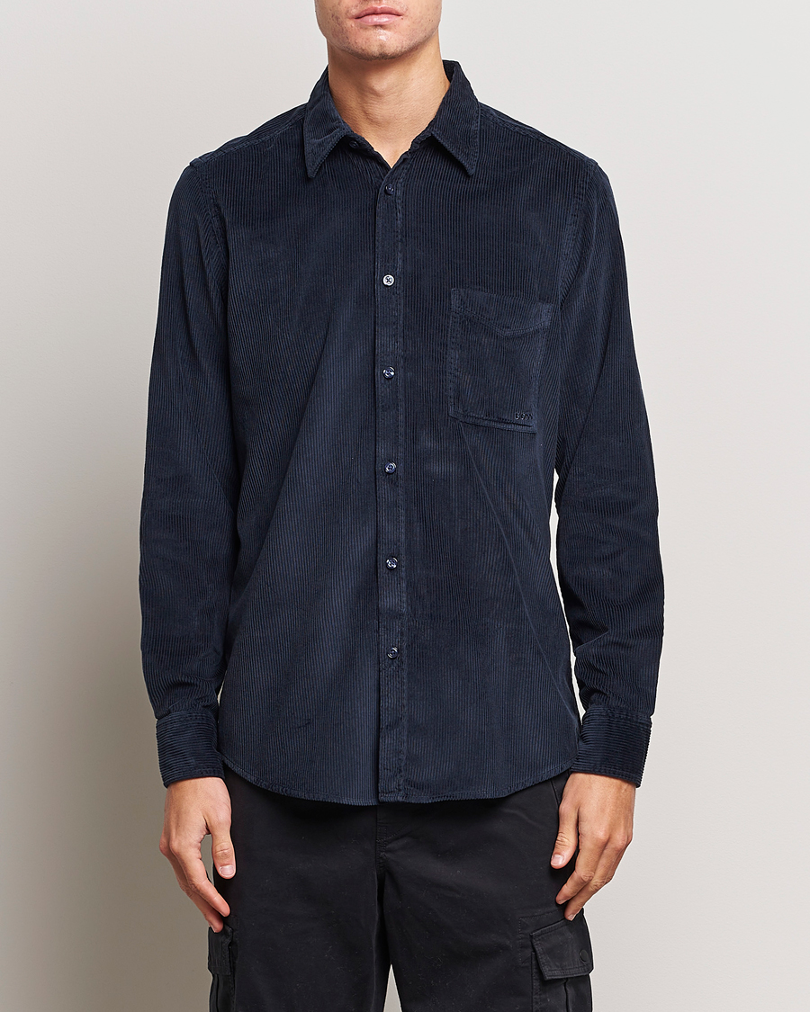 Homme | Chemises | BOSS ORANGE | Relegant Corduroy Shirt Dark Blue