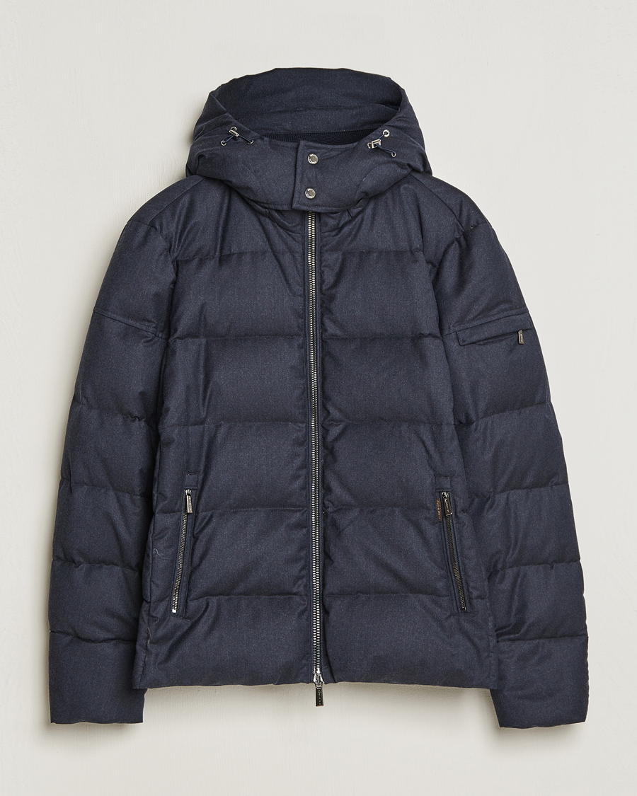 Homme | Manteaux Et Vestes | MooRER | Brett Wool/Cashmere Hooded Jacket Blue Grey