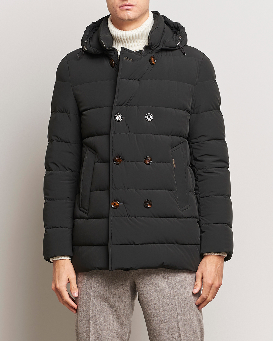 Homme | Manteaux Et Vestes | MooRER | Florio Double Breasted Nylon Coat Dark Green