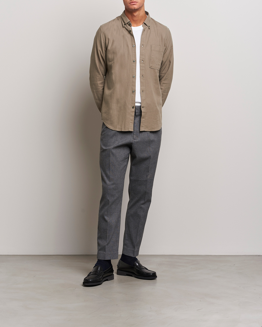 Homme | Chemises | NN07 | Arne Brushed Flannel Shirt Dark Clay