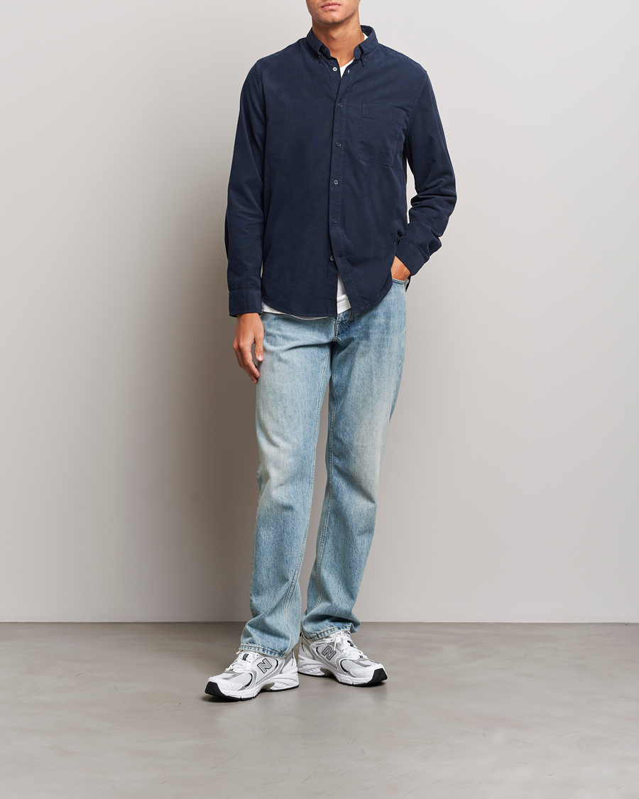 Homme | Chemises | NN07 | Arne Baby Cord Shirt Navy Blue