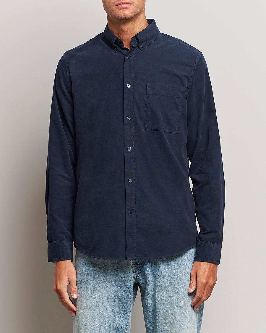 Homme | Chemises | NN07 | Arne Baby Cord Shirt Navy Blue