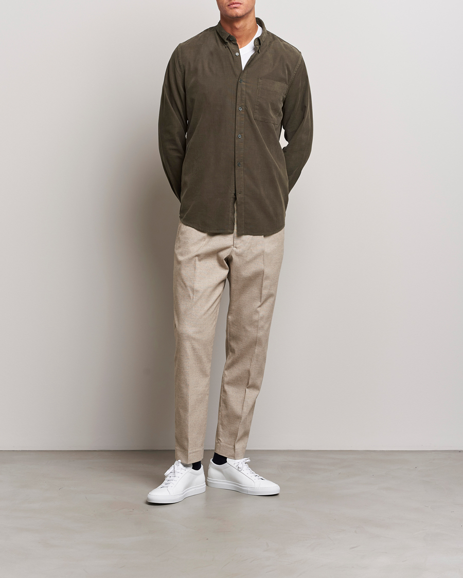 Homme | Chemises | NN07 | Arne Baby Cord Shirt Dark Army