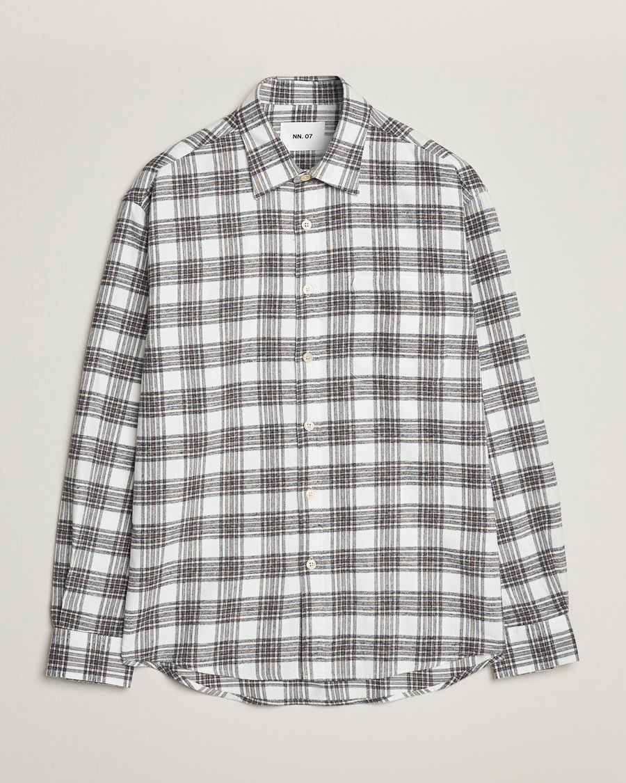 Homme | Chemises | NN07 | Deon Brushed Flannel Checked Shirt Cream/Brown