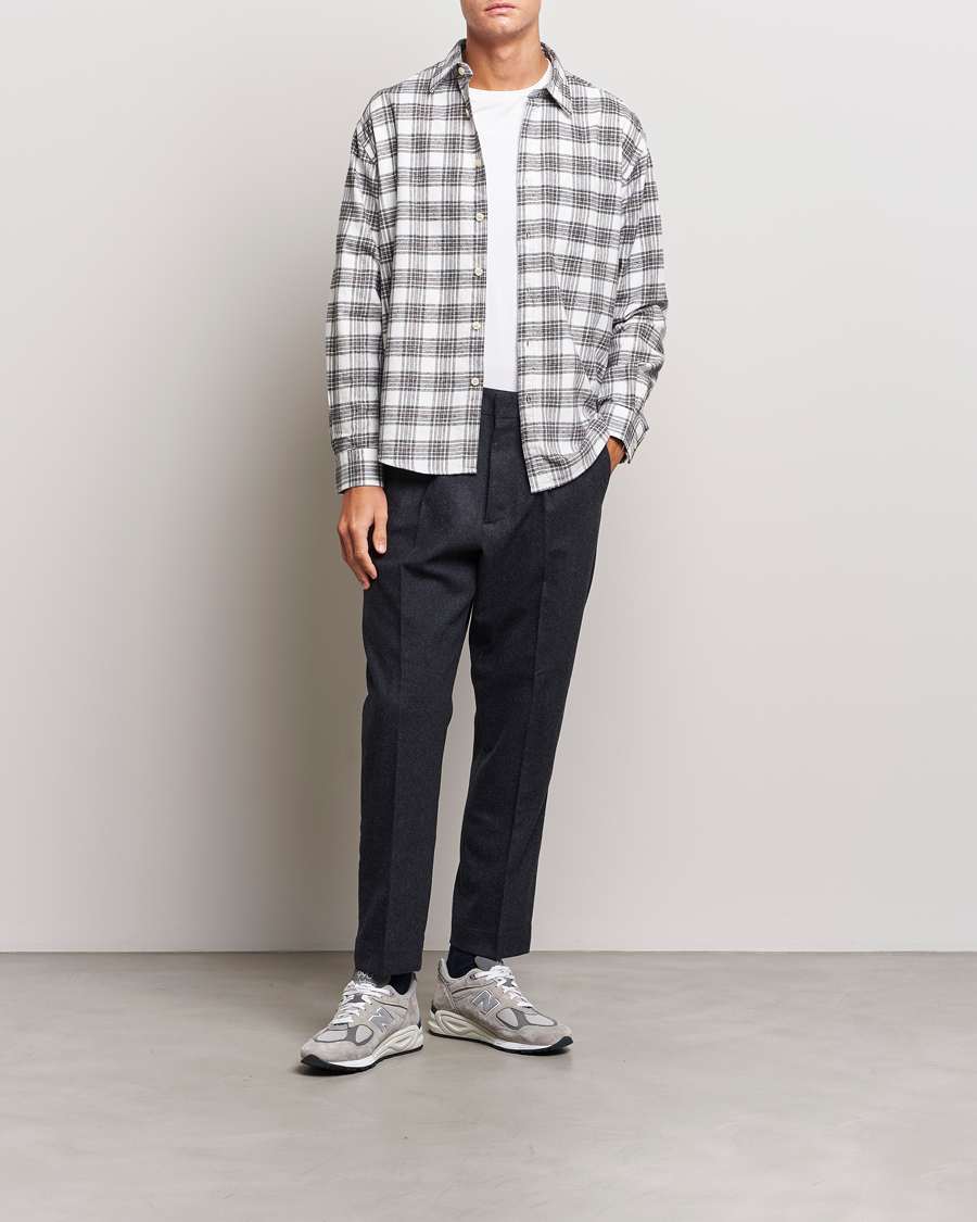 Homme | Chemises | NN07 | Deon Brushed Flannel Checked Shirt Cream/Brown