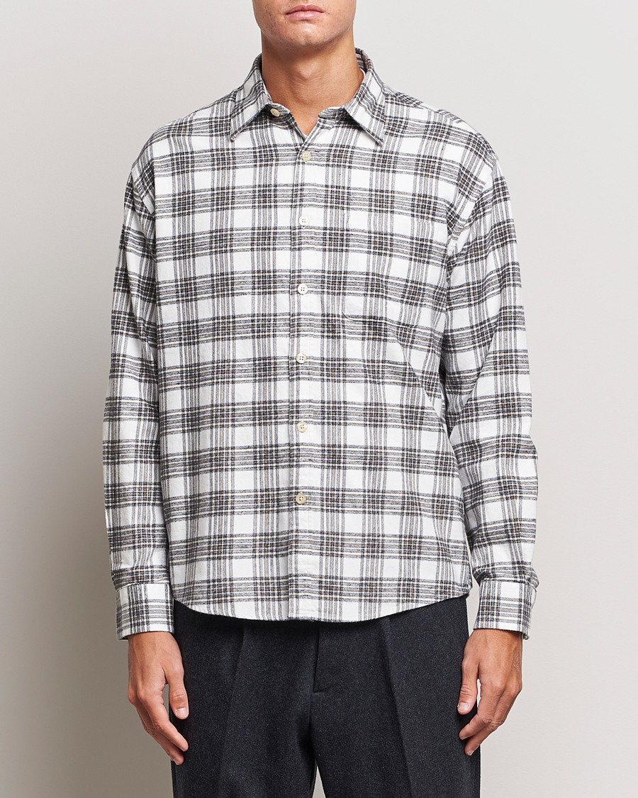 Homme | Chemises | NN07 | Deon Brushed Flannel Checked Shirt Cream/Brown