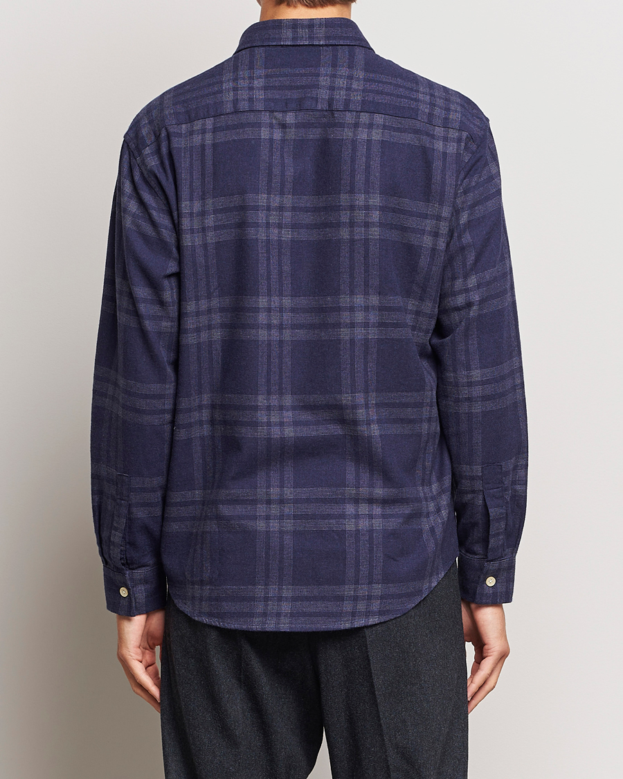 Homme | Chemises | NN07 | Deon Brushed Flannel Checked Shirt Navy Blue