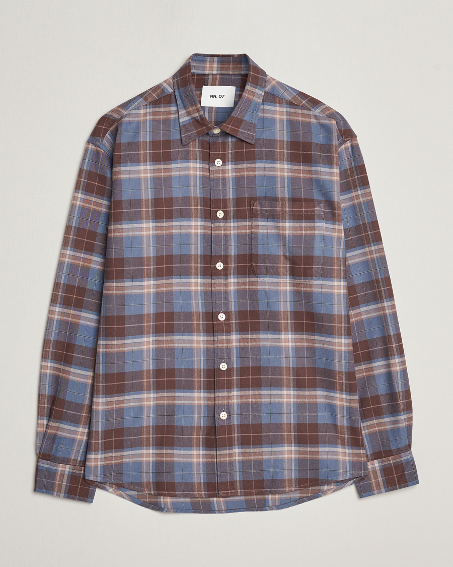 Homme | Chemises | NN07 | Deon Brushed Flannel Checked Shirt Brown/Blue