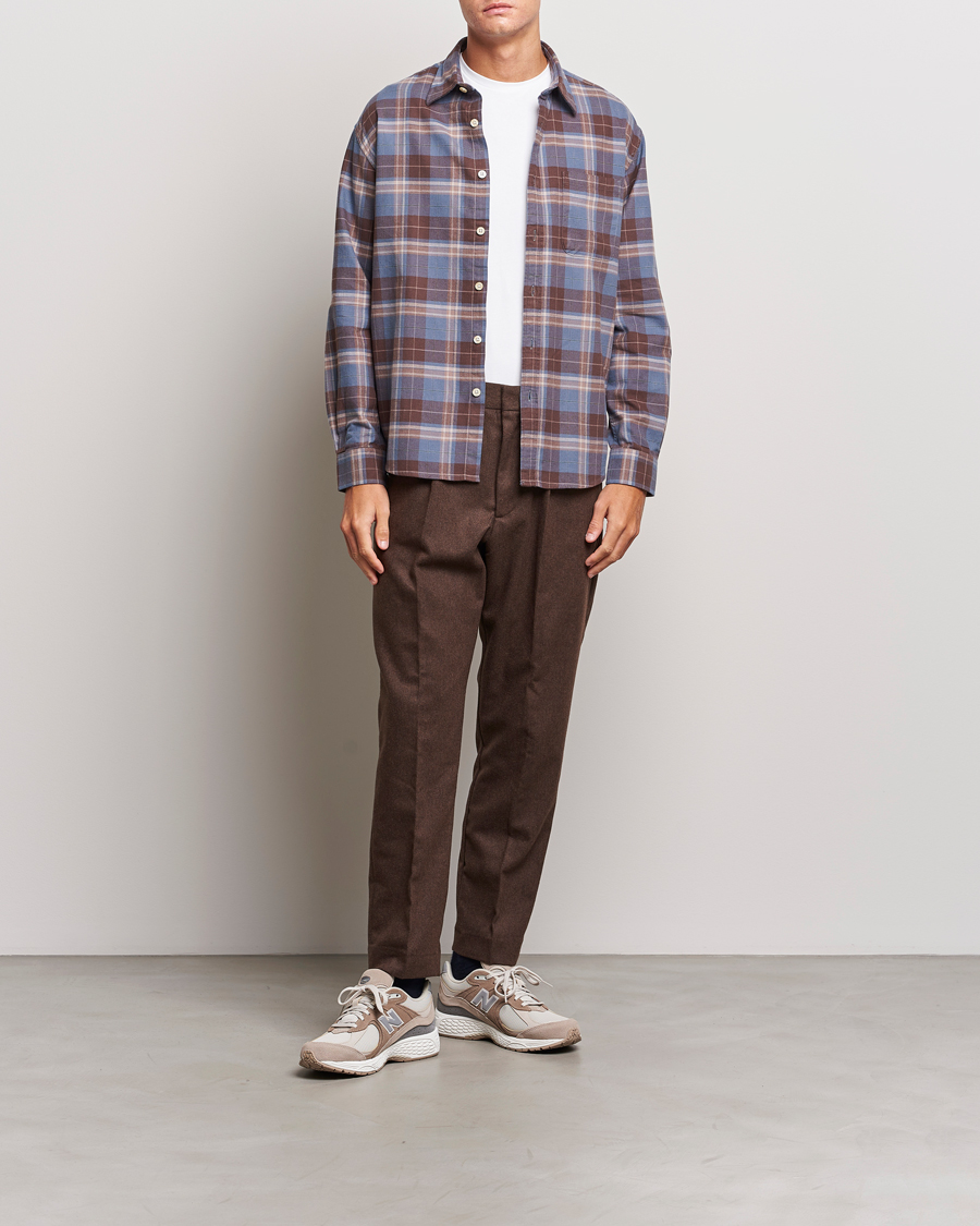 Homme | Chemises | NN07 | Deon Brushed Flannel Checked Shirt Brown/Blue